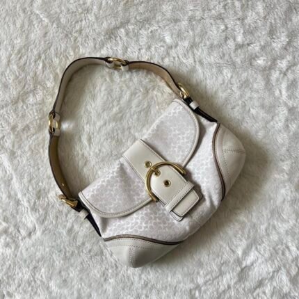 Y2K Coach White Jacquard Mini Soho Shoulder Bag ❤️✨