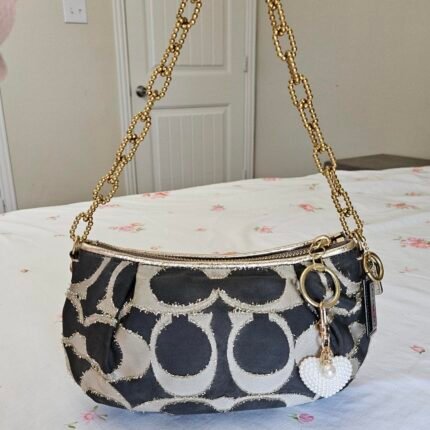 Vintage Y2K Coach Lurex Poppy Gold Hardware Small Shoulder Bag 🍒✨💕